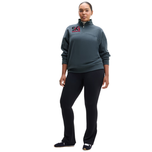 <b>Women's</b> Cotton <b>Quarter</b> <b>Zip</b> <b>Sweatshirt</b> Loose Fit Crew Neck Pullover Printed Solid Custom Logo Breathable Casual Autumn Winter - Product Image 1
