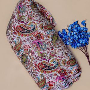 Tissu en Crêpe de Soie Violet Orchidée Brodé Motif Floral Paisley Tissé Poids Moyen Mariage/Occasion Spéciale - Product Image 4
