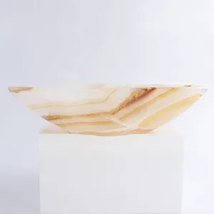 Bol de service irrégulier en onyx miel, résistant au feu, pour cuisine moderne, salle à manger, villa, revêtement mural de salon en onyx - Product Image 3
