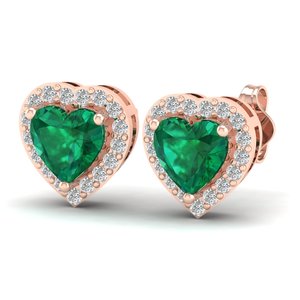 REYES New Arrival 14K Solid Gold IGI Certified Diamond Screw <b>Back</b> Stud <b>Earrings</b> Heart Shape 1.5 Carat Emerald Gemstone Jewelry - Product Image 3