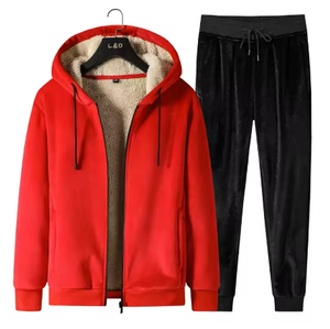 L&O Unisex Fleece Tracksuit Hooded Zip <b>Jacket</b> And Jogger Pants Solid Color Casual <b>Winter</b> Wear Full Length With Side Pockets - Product Image 4