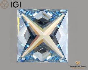 เพชร CVD ผลิตในห้องปฏิบัติการ พร้อมใบรับรอง IGI สีฟ้าสดใส ระดับความสะอาด VS2 ทรงเจ้าหญิง น้ำหนัก 3.00 กะรัต พร้อมสำหรับใส่แหวน - Product Image 4