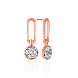 Premium 14K Rose Gold Plated Round Lab Grown <b>Diamond</b> Stud <b>Earrings</b> | Modern Geometric Women's Fashion Jewelry - Product Image 3