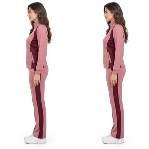 <b>Women</b> Zipper Tracksuit Casual Two Piece Outfit Full Zip Collar <b>Jacket</b> Tapered Jogger Pants Soft Texture Fashion Apparel OEM - Product Image 3