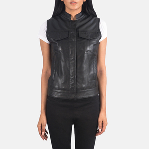 Chaleco de Motocicleta de Cuero, Invierno, con Pedrería, Talla Personalizada, Transpirable, Cuero Genuino de Alta Calidad, Color Marrón, con OEM - Product Image 4