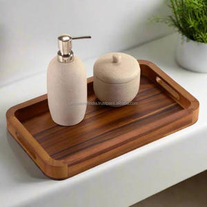 Plateau de service artisanal Unique Craft India en bois de manguier et laiton, avec poignées métalliques classiques, pour servir sur des plateaux en acacia, de qualité supérieure et fabriqué à la main - Product Image 3