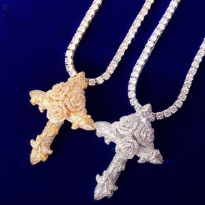 จี้ห้อยคอแบบฮิปฮอปประดับเพชร VVS1 แบบฝังเต็ม ดีไซน์รูปกางเขน สไตล์แร็ปเปอร์ - Product Image 1