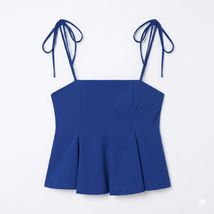 Camisola sin mangas con tirantes finos para mujer, blusa casual de verano con peplum, top elegante ajustado a la moda - Product Image 1