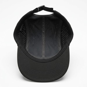 Custom Lightweight 5 Panel Performance Running Cap Laser Perforated Quick Dry Sports <b>Hat</b> Adjustable OEM Low MOQ Polyester/Cotton - Product Image 3