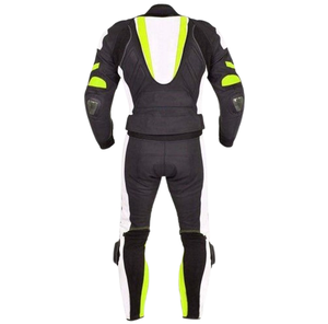 ชุดแข่งรถมอเตอร์ไซค์หนังแท้สั่งตัดพิเศษสำหรับผู้ชาย ระบายอากาศได้ดี ไซส์ใหญ่ พร้อมอุปกรณ์ป้องกันแบบชิ้นเดียว สีดำ ขาว เขียว - Product Image 5