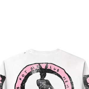 T-shirt pour homme en jersey décontracté à manches longues, coupe régulière, col rond, avec imprimé Hot Girl Club sur le dos, blanc - Product Image 2