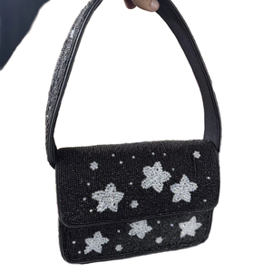 Embroidery Crafts, Cross-stitching & <b>Needlework</b> Handcrafted Beaded Handbag Purse Shoulder Bag Sequined Decoration Open Closure - Product Image 6