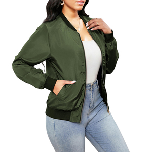 <b>Women</b> Classic Bomber Jacket Comfortable Long Sleeve <b>Zip</b> Up Casual Outerwear Ladies Bomber jackets for Winter Daily Use - Product Image 3