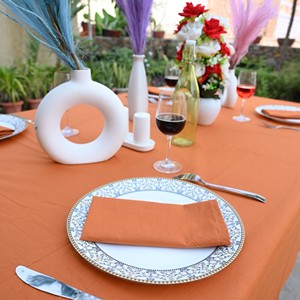 Orange Plain Dyed Cotton Woven Eco-Friendly Washable Modern Solid Color <b>Table</b> <b>Cover</b> Outdoor Customized for Hotels and Parties - Product Image 2