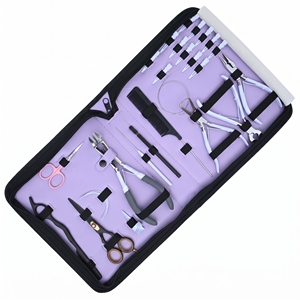 Juego de herramientas avanzadas para extensiones de cabello: removedor de microperlas, alicates de crimpado, alicates para extensiones de cinta, cortador de queratina, aguja de gancho de bucle - Product Image 1