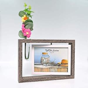 Cadre photo rectangulaire rotatif double face en bois avec vase à plantes, cadre photo flottant pour bureau et maison - Product Image 5