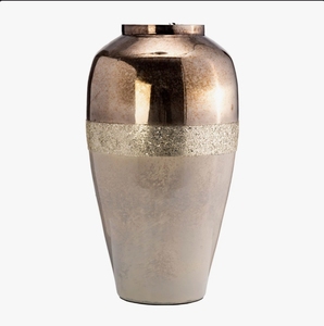 Handmade Luxury Metallic Ombre Ceramic <b>Vase</b> with Sparkling Glitter Band <b>Decorative</b> Flower Vessel for Modern Home Interior Decor - Product Image 2