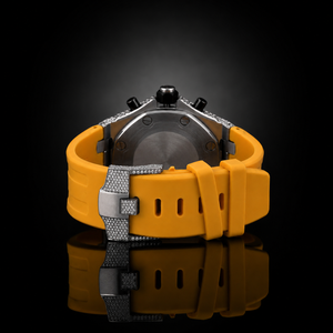 Reloj de pulsera automático redondo de lujo personalizado con moissanita VVS, estilo hip hop, con correa de caucho amarilla para hombre - Product Image 5