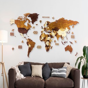 Mapa del Mundo de Bambú Hecho a Mano para Decoración de Pared |   Decoración para el Hogar Sostenible de Madera Natural - Product Image 3