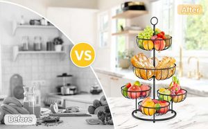 5 Tier Swivel Welded <b>Metal</b> Fruit <b>Basket</b> Countertop Storage Stand for Fruits Snacks Desserts Living Room & Front Desk Use - Product Image 4