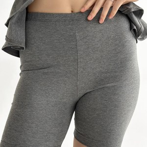 Shorts de Punto de Cintura Alta para Mujer, Color Sólido, Cierre Elástico, Transpirables, Ajuste Casual, Estilo Ajustado - Product Image 6