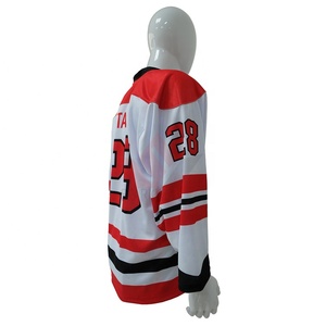 Camiseta de Hockey sobre Hielo para Hombre Tang 28, Blanca, Roja y Negra, Manga Larga, Sublimada, Absorbe la Humedad, Corte Regular, Ropa de Equipo, Protección Anti-UV - Product Image 5