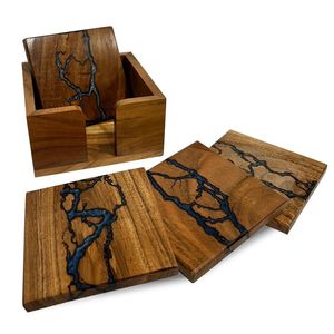 Juego de 4 Posavasos de Madera de Mango Negra Sostenible, Estilo Europeo Clásico, para Hogar, Hoteles, Restaurantes y Ocasiones de Té - Product Image 2