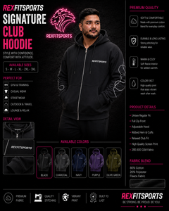 REXFITSPORTS 2026 Sweat à capuche personnalisé noir entièrement zippé 280–300 GSM en coton polyester molletonné imprimé, noir anthracite, style streetwear - Product Image 1