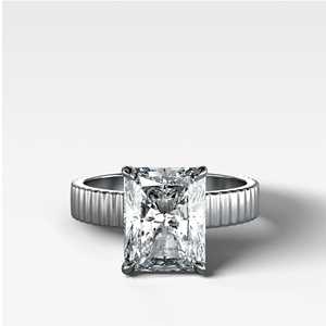 5ct Radiant Lab Grown <b>Diamond</b> <b>Ring</b> 3.5mm Fluted Wide Band 10k 14k Solid Gold Prong Solitaire Engagement <b>Ring</b> Wholesale Jewelry - Product Image 3