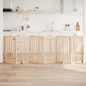 ชุดรั้วและคอกสัตว์เลี้ยงสำหรับสุนัข ทำจากไม้ป็อปลาร์ธรรมชาติ 6 ชิ้น - Product Image 1