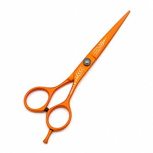 Ciseaux à cheveux professionnels orange, lame en acier inoxydable, manche en céramique, manche long, pour droitiers, usage en salon - Product Image 2