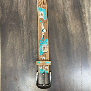 Factory Wholesale High Quality Western Style Hand <b>Tooled</b> <b>Leather</b> <b>Belt</b> for Girls & Boys Custom Designer Pin Buckle <b>Belt</b> for Kids - Product Image 6