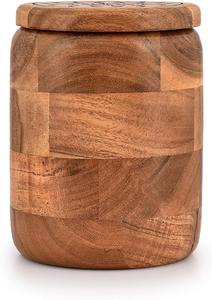 Pot en verre haut de gamme avec couvercle en bois, idéal pour épices, poivre, miel et autres aliments, pour la cuisine domestique, fabriqué en Inde. - Product Image 6