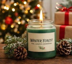 Vela Aromática Ecológica de Cera de Soja y Parafina con Aroma a Bosque Invernal para Fiestas en Casa y Navidad - Hecha a Mano - Product Image 1