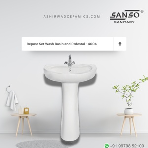 Meilleures ventes : Ensemble lavabo sur colonne en céramique SANSO Repose, garantie 5 ans, finition brillante moderne, pour hôpitaux et villas, lavabo de salle de bain - Product Image 2