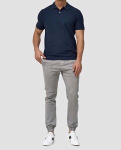 Men's Navy <b>Blue</b> Short Sleeve <b>Polo</b> <b>Shirt</b> Cotton Pique Knitted Casual Solid Color Breathable Regular Fit - Product Image 3