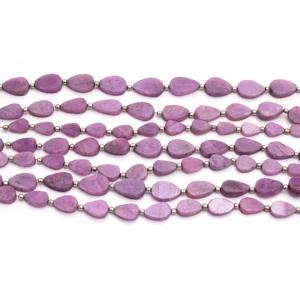 Perles de pierres précieuses en saphir rose, forme poire plate et lisse, de 5x7 à 8x12,5 mm, pour la fabrication de bijoux, bracelets et colliers - Product Image 1