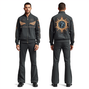 Conjunto Deportivo Casual para Hombre, Estilo Moderno con Bordado Vintage y Cierre Completo - Product Image 1