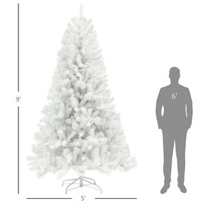 Albero di Natale Artificiale Bianco in PVC da 2,7 m Non Illuminato con 2132 Punte di Rami e Base in Acciaio ad Apertura Automatica per Decorazioni Domestiche - Product Image 3