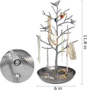 Organisateur de bijoux inspiré des arbres avec oiseau doré et style de rangement élégant pour la vanité et la décoration de chambre, vente en gros depuis l'Inde - Product Image 3