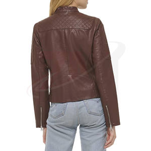 Vestes en cuir tendance couleur marron pour l'hiver, avec manches longues, pour femmes et unisexe. - Product Image 2