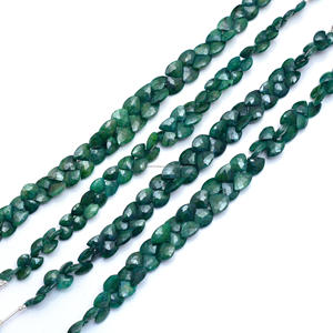 ลูกปัดพลอยสีเขียวธรรมชาติขนาด8นิ้ว5.5x7.5ถึง9x12มม. สำหรับทำเครื่องประดับสร้อยข้อมือ - Product Image 1