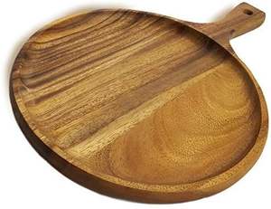 Assiette à steak et à pizza en bois d'acacia de qualité supérieure |   Assiette ronde en bois robuste - Product Image 6