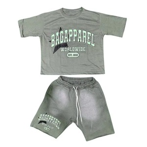 2026 Summer Fashion Wholesale Manufacture Cheap Price 2 Piece Printed <b>Shirt</b> Shorts Set For Men OEM Breathable Rhinestone - Product Image 1