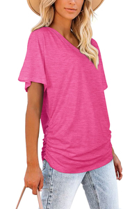 T-shirts en toile de haute qualité pour femmes, col en V, sublimation, grandes tailles, respirants, anti-boulochage, prix de gros du fabricant - Product Image 4