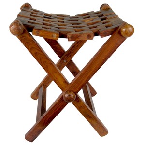 Sheesham Wood <b>Folding</b> <b>Stool</b> Wholesale | Handcrafted Mahogany | Aqdus Saleem - Product Image 1