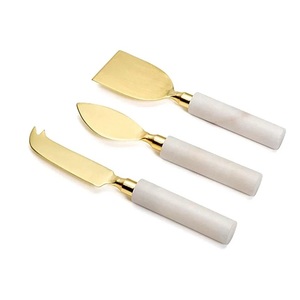 Stainless Steel <b>Cheese</b> <b>Set</b> of 3 Multi Color Resin Handmade Handle Tableware PVD Gold Plated <b>Cheese</b> Cutting Tools Spike Knives - Product Image 3