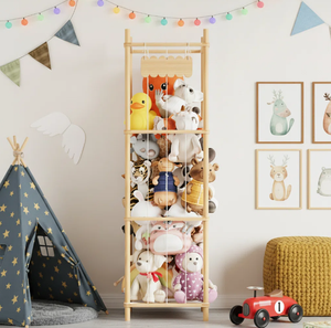 Rubber Wood <b>Storage</b> <b>Box</b> for <b>Kids</b> & Teens-Durable Easy Assembly Four Layers Multifunction Living Room Use - Product Image 2