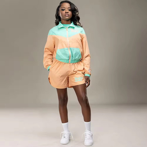 Windbreaker Short <b>Set</b> 2-Piece Short Sleeve Regular Fit Breathable <b>Waterproof</b> Lightweight Summer Casual Outdoor Jacket - Product Image 4