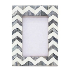 Modern Black <b>White</b> Chevron Bone Inlay Customized Photo <b>Frame</b> Eco-Friendly Tabletop Home Decor the Handmade Collection - Product Image 6